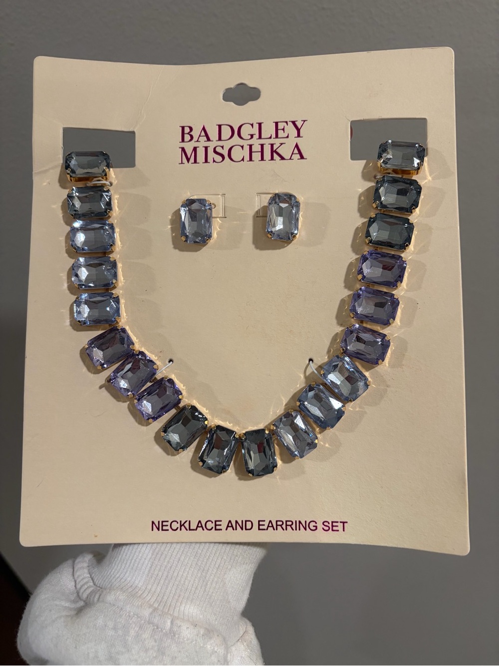 Badgley Mischka Blue Crystal Necklace and Earring Set